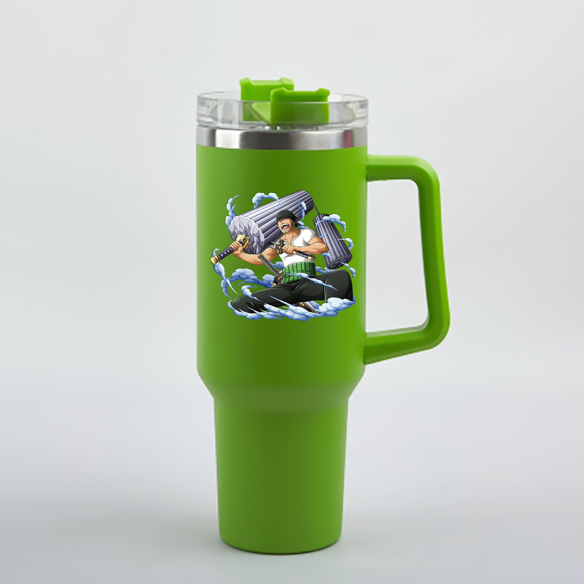 ワンピース ロロノア・ゾロ ONE PIECE Roronoa Zoro 1200mL車用タンブラー - クリスタルステッカー（プラスチックストロー付き）